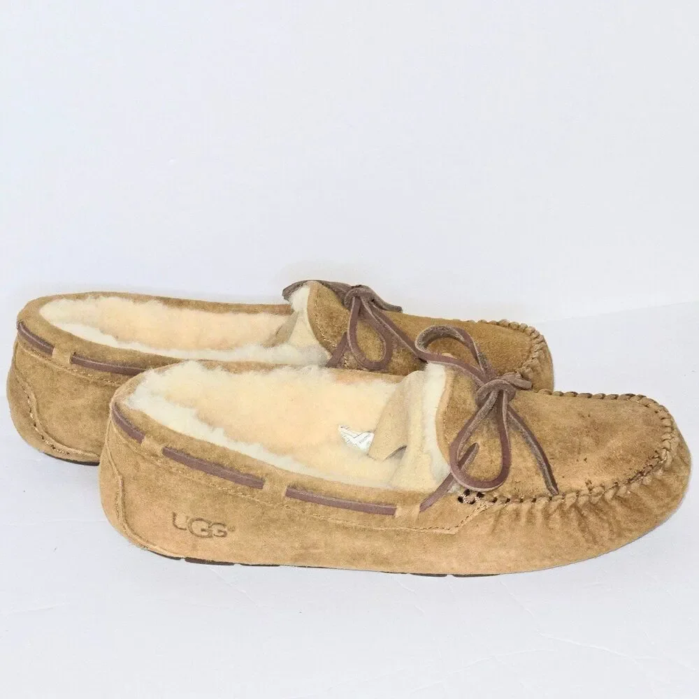 UGG Slip On Shoes Moccasin Dakota Suede/Wool Brown Women Sz 7 US (38 EU) NEW NIB